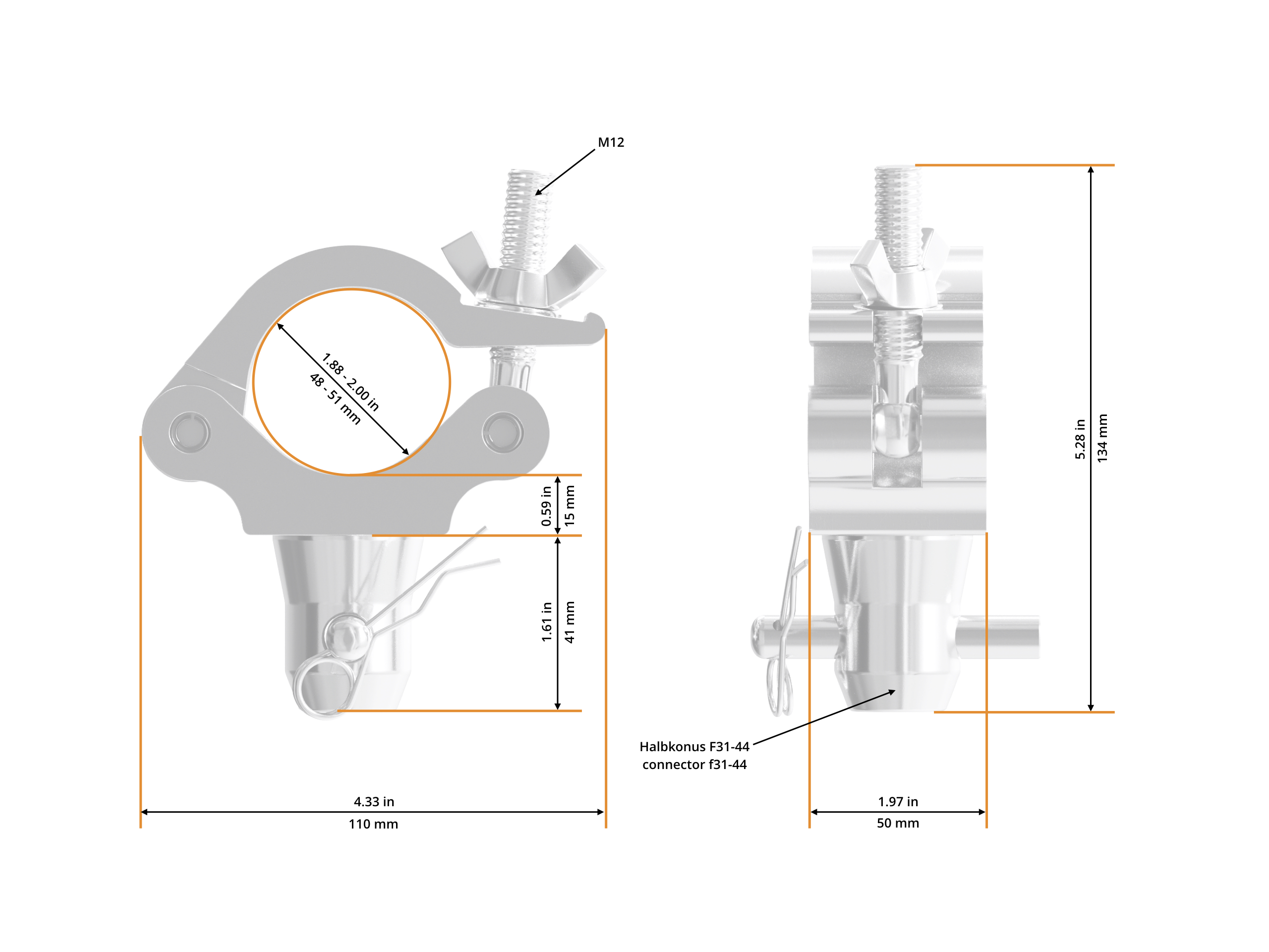 Half Coupler Halfconical 48-51/50/500kg