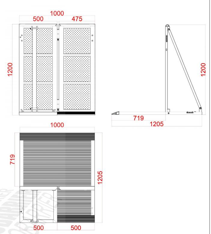 Crash Barrier - gerades Element mit Halbtür Öffnung links