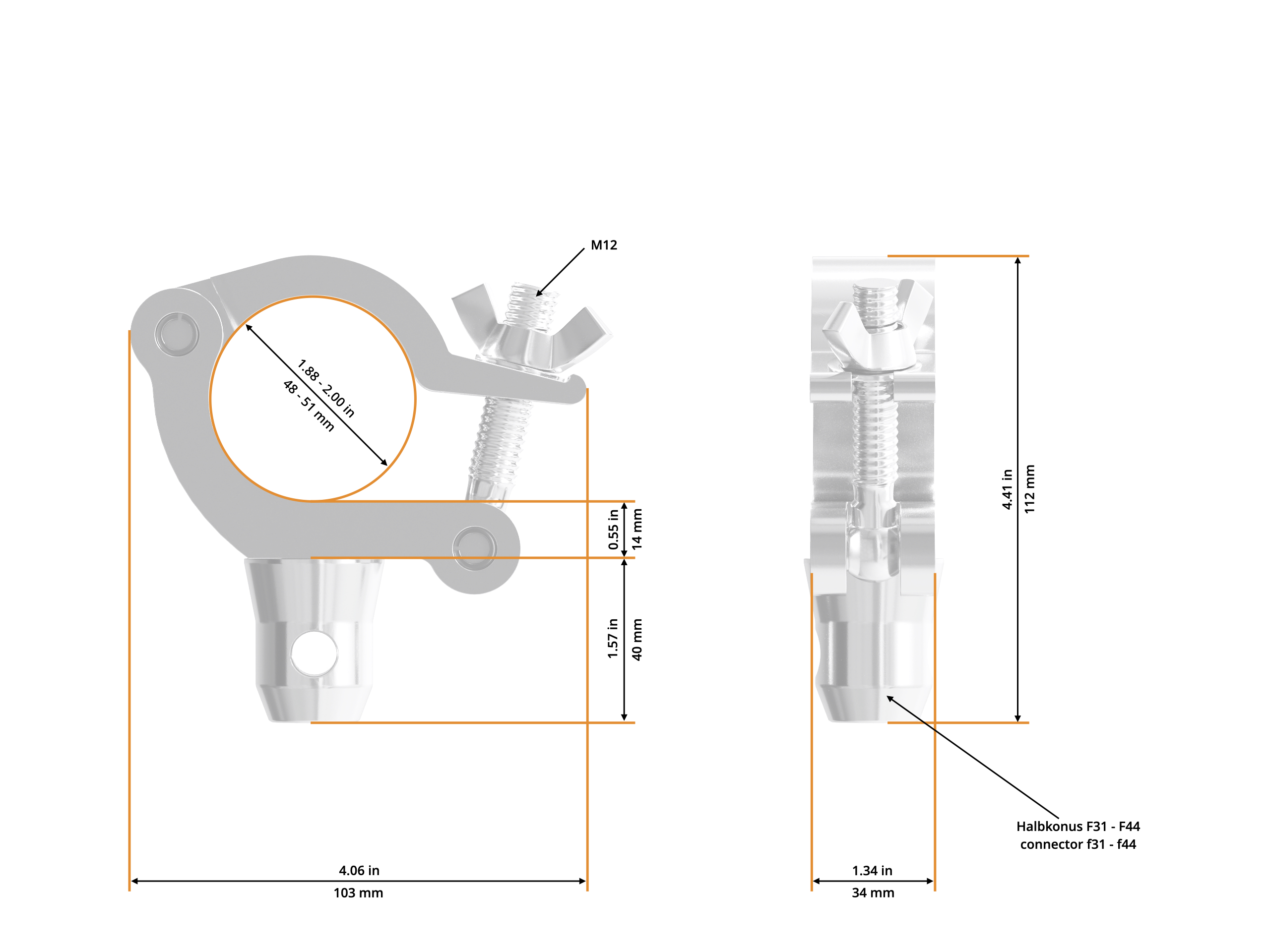 Half Coupler Slim Halfconical 48-51/30/300kg