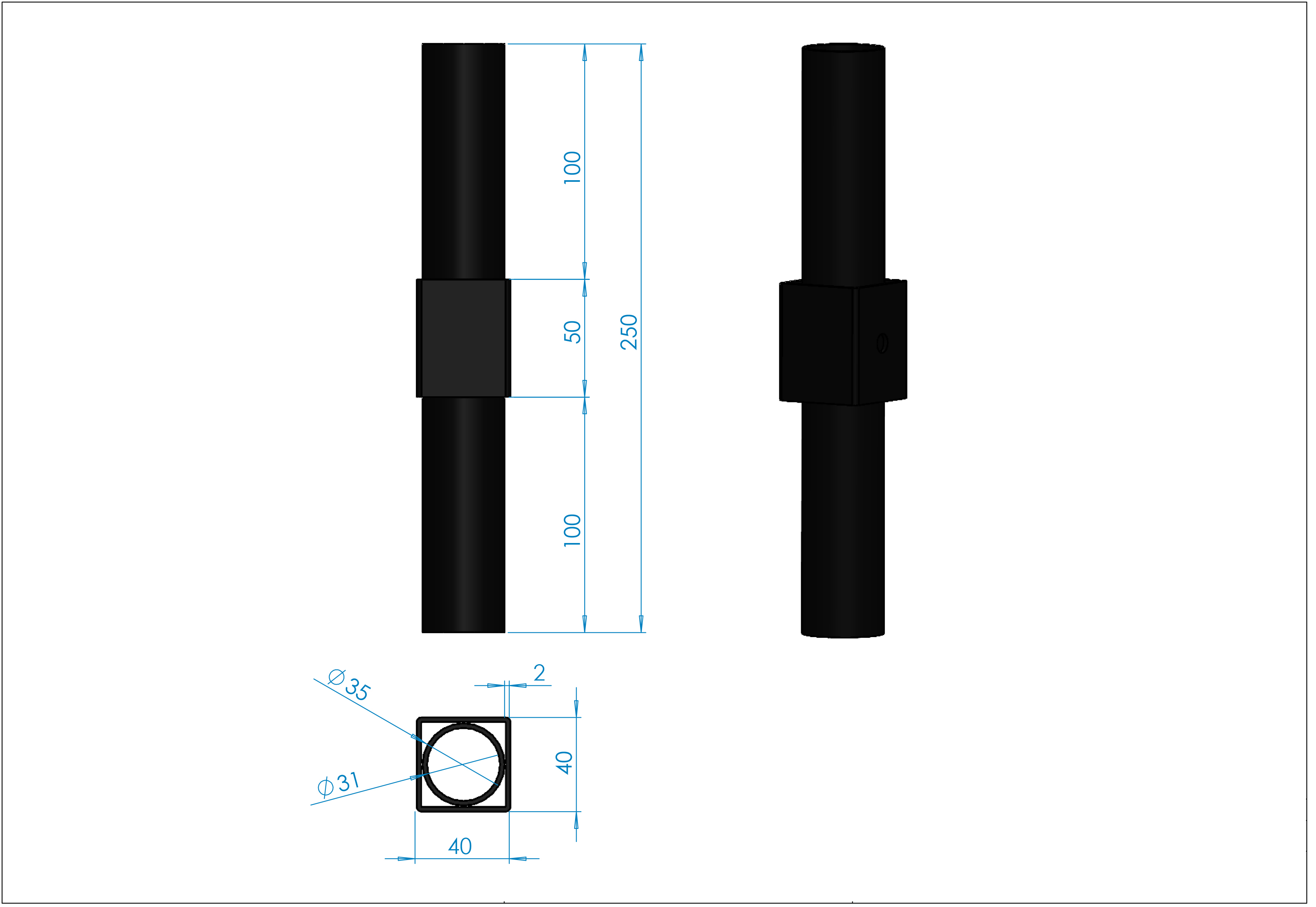 Aufnahme für Audiosysteme AC-501B Ø35mm