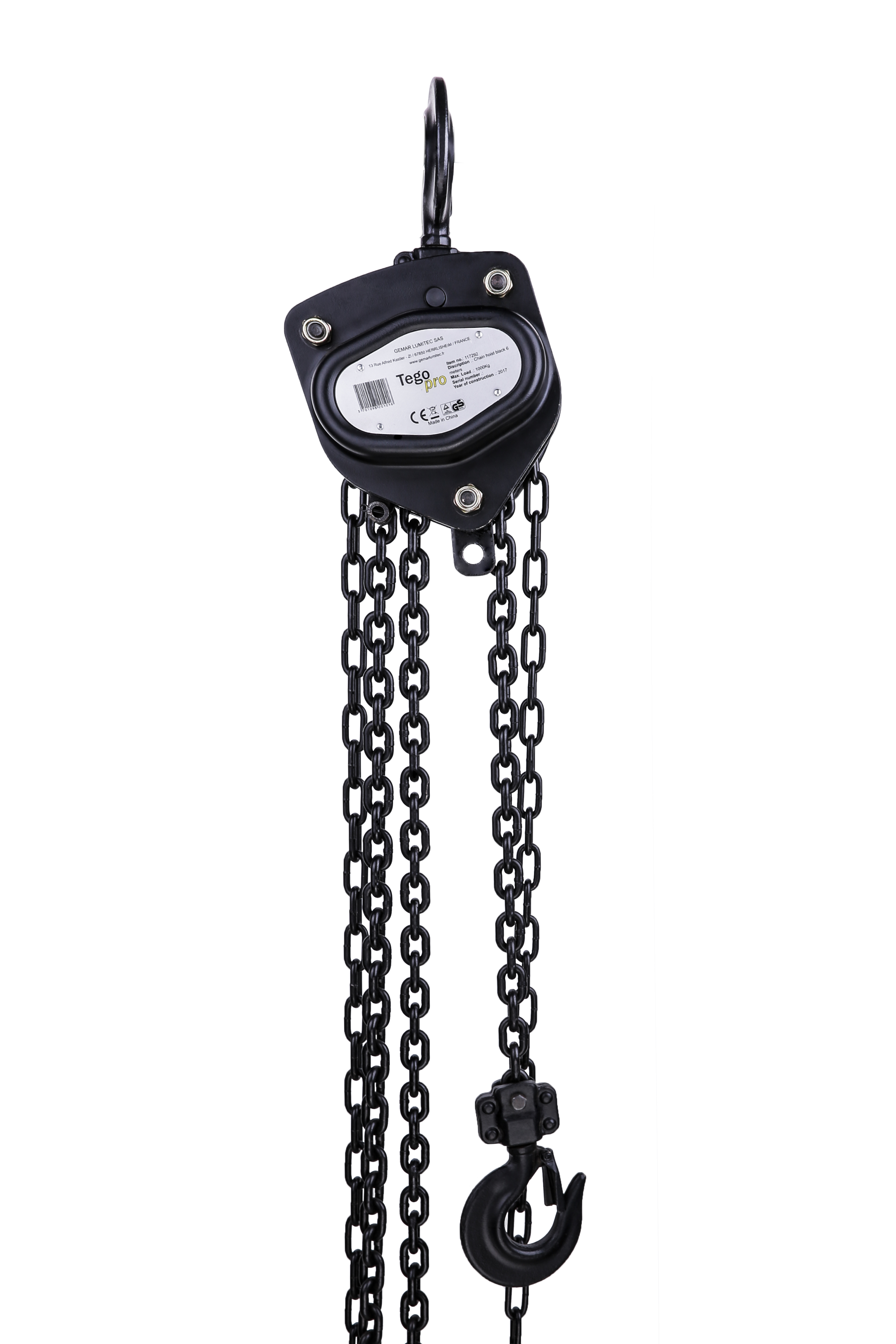 Handkettenzug schwarz 1000kg, 6m Kette