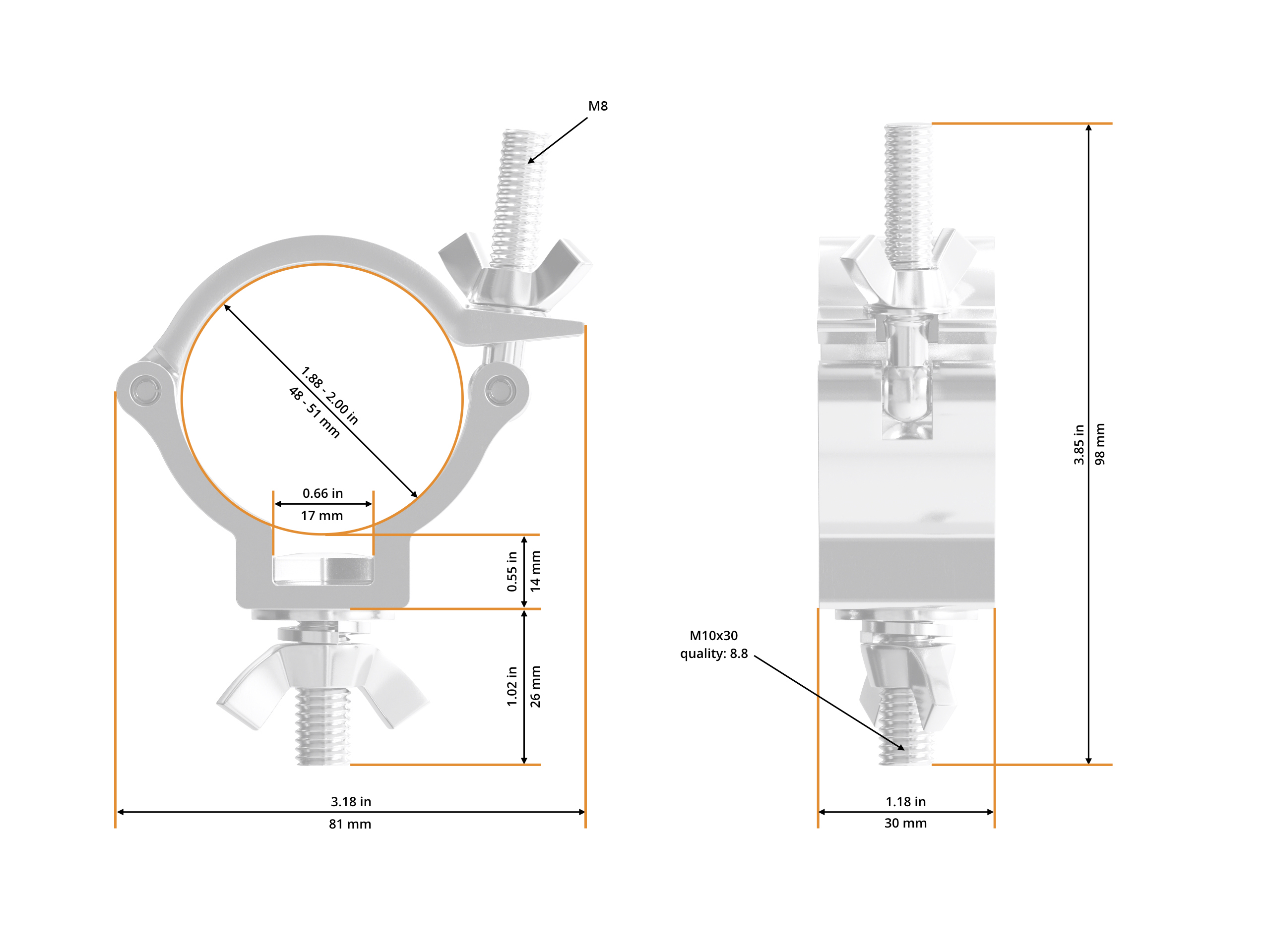 Half Coupler Small 48-51/30/100kg Outdoor