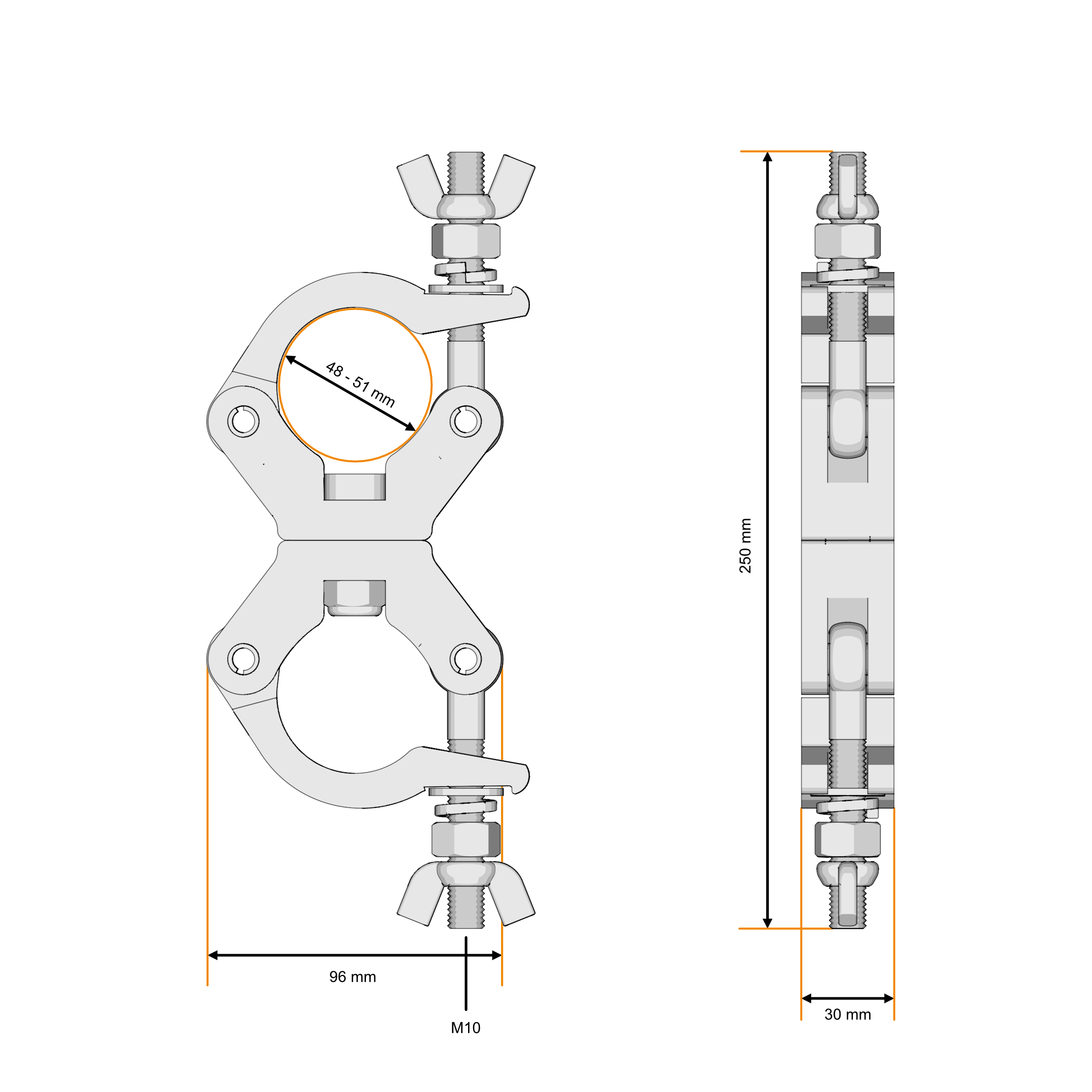 Swivel Coupler 48-51/30/750kg stage black