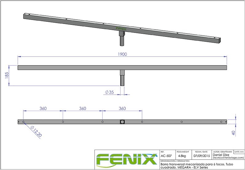 T-Bar AC-507B eckig für Stativ Megara/ELV
