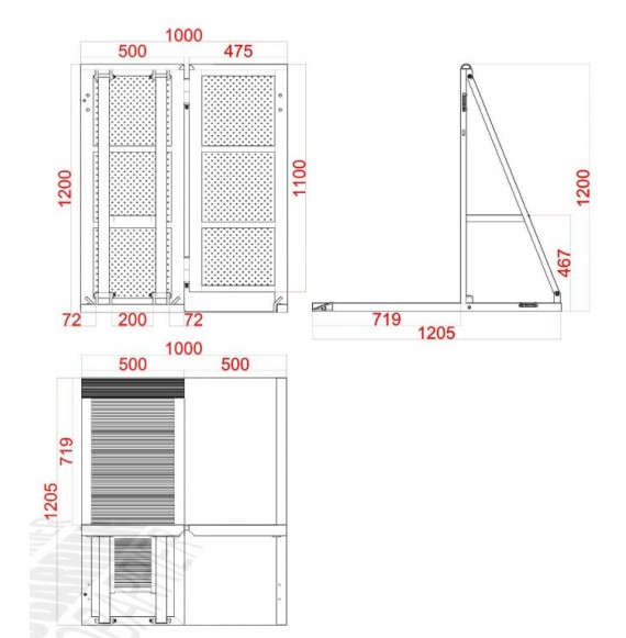 Crash Barrier - gerades Element mit Kabelführungstür - BLACK