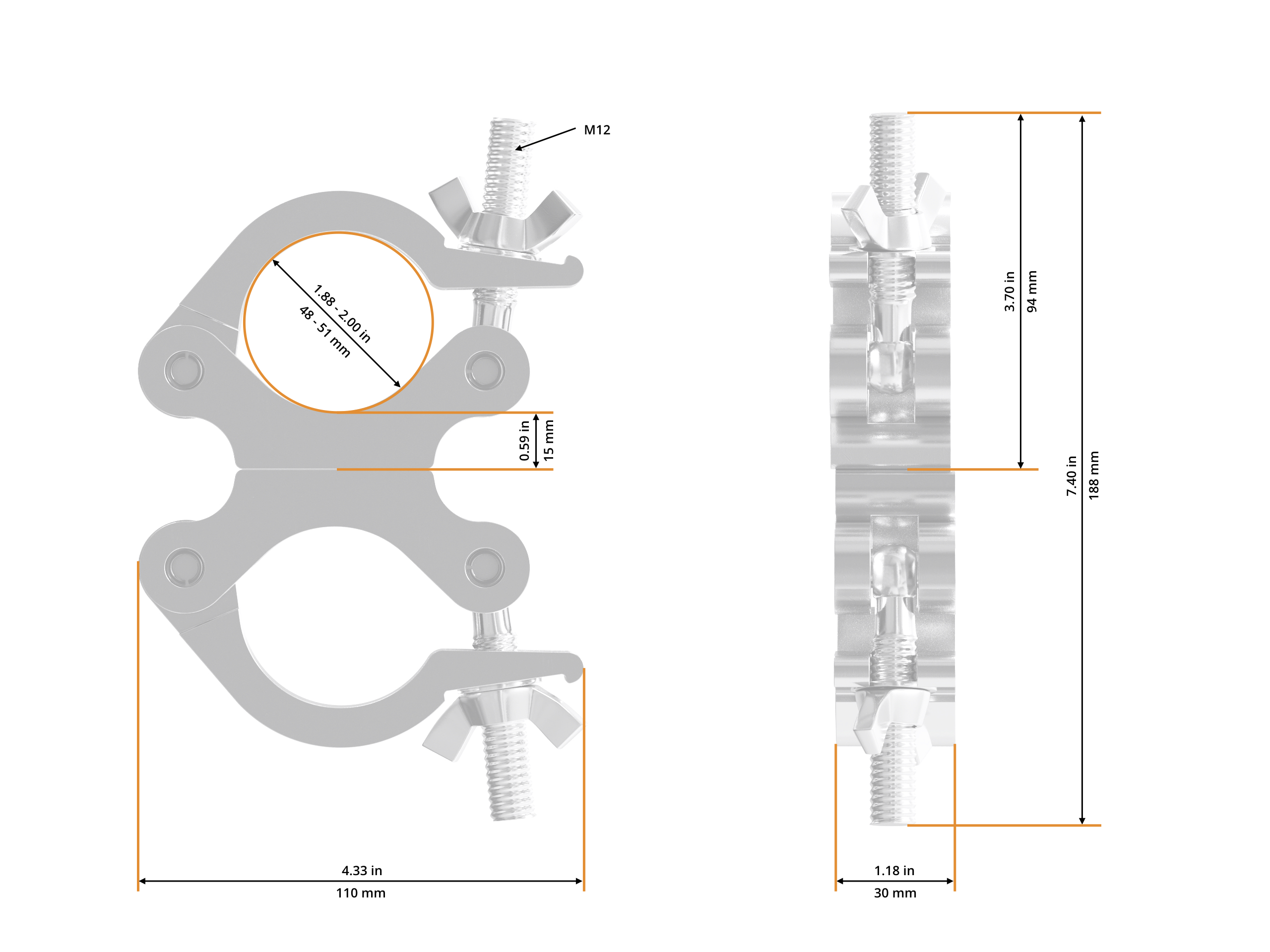 Swivel Coupler Slim 48-51/30/250kg
