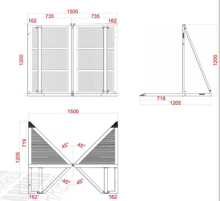 Crash Barrier - Ecke 90-270°